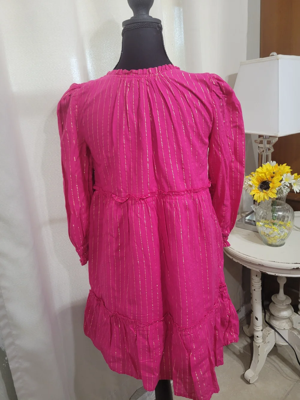 GAP KIDS Fuchsia Dress with Gold Pinstripes